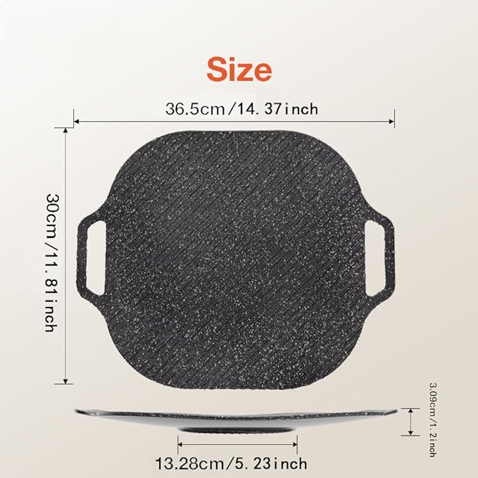 11.8-Inch Square BBQ Aluminum Grill Pan, Nonstick Coating, Double Handle, Indoor Outdoor Cooking