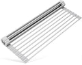 Surpahs Roll-Up Dish Drying Rack, Warm Gray, 17.5" x 13.1", Fits Sinks up to 16.5" Wide, Silicone-Coated Stainless Steel