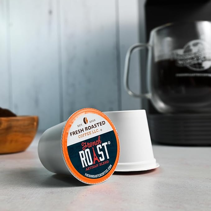 Fresh Roasted Coffee, French Roast, Dark, 96 Pods for K Cup Brewers