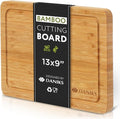 Daniks Bamboo Cutting Board, L 13x9 in, Pre‑Oiled, with Juice Groove – Cutting Board for Kitchen, Meal Prep, Serving & Charcuterie, Heavy-Duty