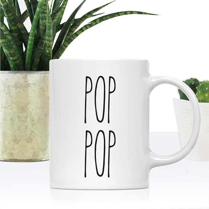 Andaz Press Simple Rustic Farmhouse Kitchen Decor 11oz. Ceramic Coffee Tea Mug Gift, Pop Pop, 1-Pack, Birthday Christmas Gift Ideas for Family, Friends
