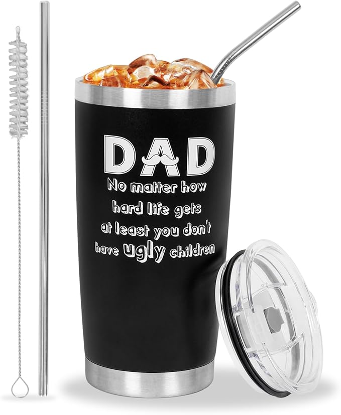 Father's Day Gift Best Dad Ever Tumbler, Birthday Gifts for Dad From Daughter Son Gifts Present for Dad Men Husband Uncle-20 OZ Coffee Tumbler