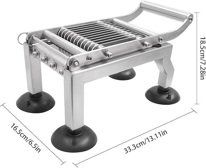 Manual Vegetable Slicer Heavy Duty Tomato Slicer 10mm/0.39in Stainless Steel Fruit Vegetable Cutter with 4 Suction Cups for Onion Cucumber Tomato Apple within 2.76in 4 Suction Cups