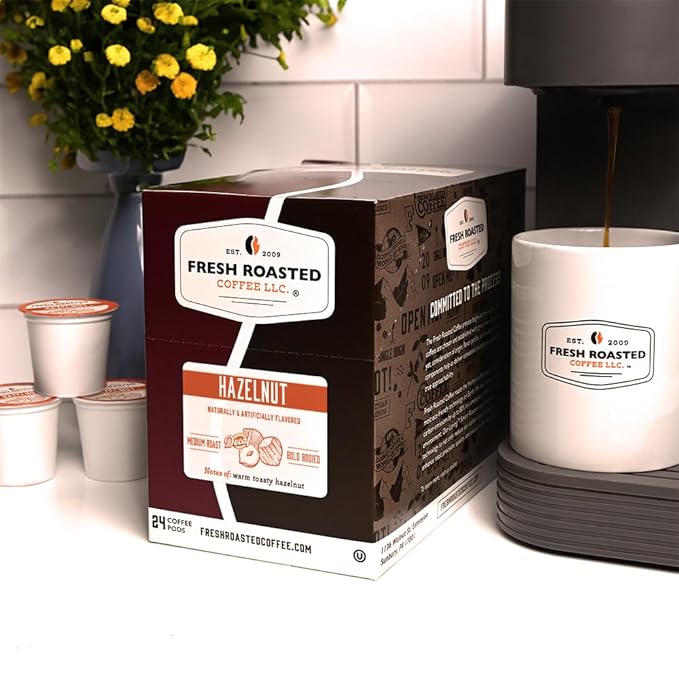 Fresh Roasted Coffee, Decaf Hazelnut, Flavored Coffee Pods, K-Cup Compatible, 96 Count