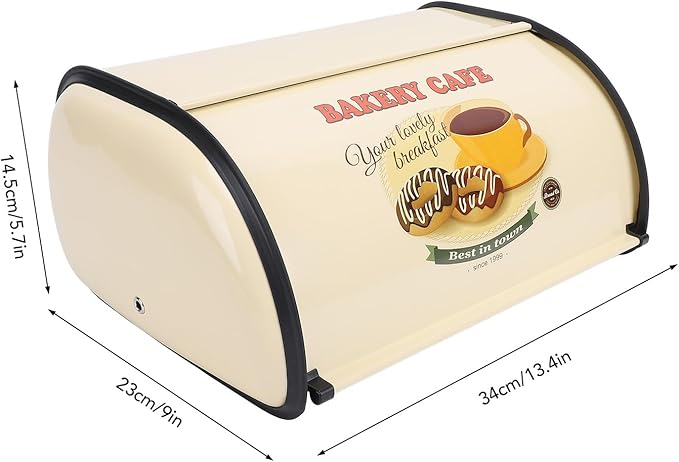 Bread Box,Roll Top Bread Box Vintage Bread Container for Kitchen Countertop Drum Type Metal Bread Storage Bin for Bread Cake Doughnut Biscuit Food Tableware (Type 3)