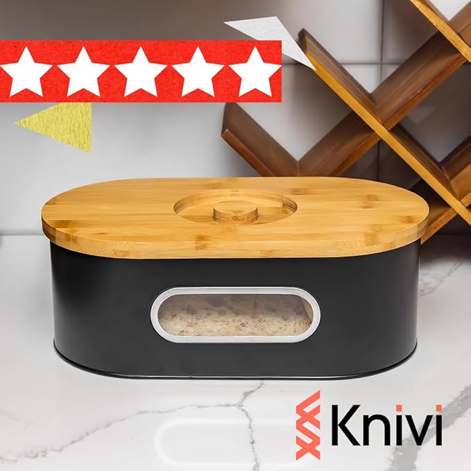 Bread Boxes - Wooden Bread Box - Stylish Bread Keeper - Bread Boxes for Kitchen Counter - Reliable Bread Storage Box - Modern Bread Bin - Bread Box by Knivi
