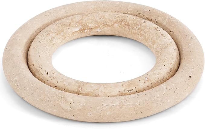 Marble Trivets for Dining Table Set of 2 Handmade Travertine Trivet for Hot Dishes, Plate, Hotpot and Dish Pan - Stone Pot Holders for Kitchen Countertop Decor