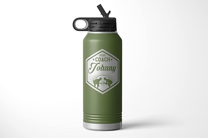 Wrestling Coach gifts, Tumbler, Coach tumbler, Wrestling gifts, Coach Beer glass, Coach gift, Coach gifts, Wrestling Coach (Wrestling Hexagon, Olive, 32oz Water Bottle)