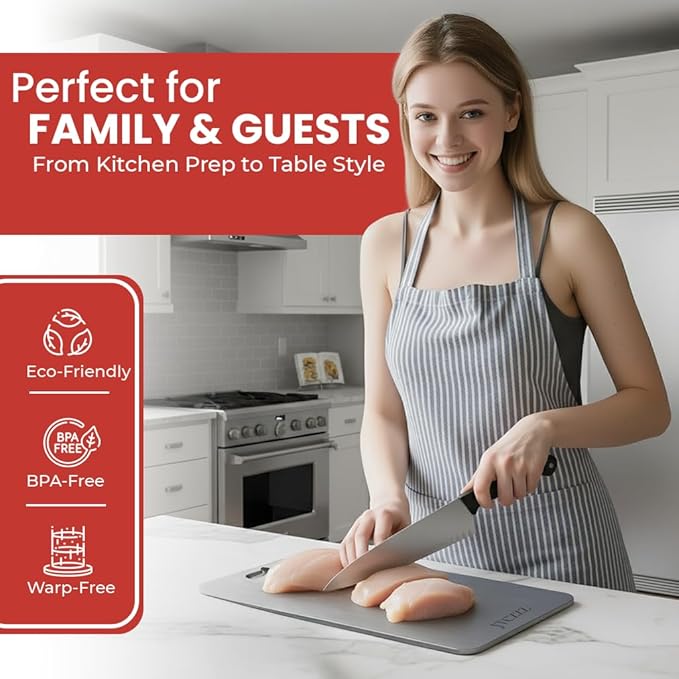 Premium Titanium Cutting Board - 100% Pure Titanium Cutting Boards for Kitchen Use - Durable and Lightweight Cutting Board Accessory for Precise Chopping and Slicing 1PC (14"L x 10"W)