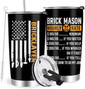 Bricklayer Gifts for Men, Brickmason Brick Masonry Gifts for Dad, Stainless Steel Insulated Tumbler 20oz