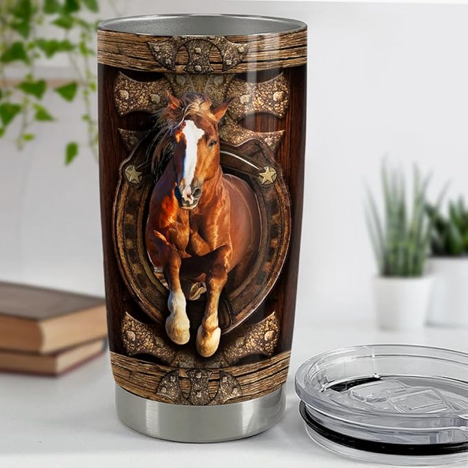SANDJEST Horse Tumbler 20oz Stainless Steel Insulated Tumblers Coffee Travel Mug Cup Horses Gifts for Women Men Gift for Birthday Christmas