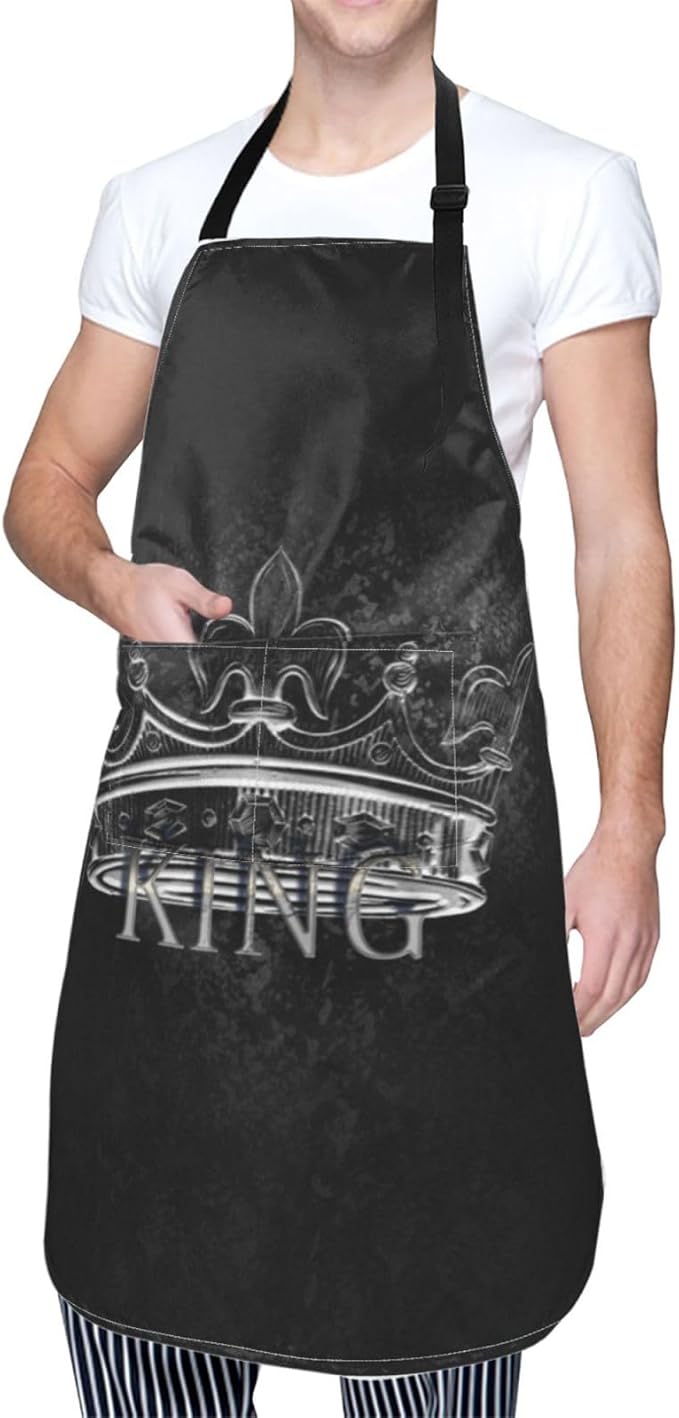 King Aprons Mens Aprons with Pockets and Adjustable Cool Apron for Gardening Cooking Kitchen