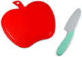 Handstand Kitchen Apple Shaped Cutting Board with 6" Serrated Knife for Kid Safe Cooking
