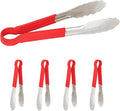 LZMS 4pcs 9 1/2" Red Atmospherei Stainless Steel Grill Tongs,Kitchen Tongs with Non-Slip Grip for Cooking,BBQ,Buffet Dinner