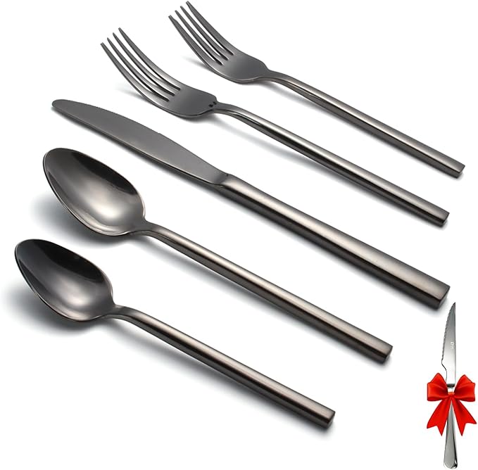 Silverware Set for 4,20 Pieces Forged Stainless Steel Flatware Set Cutlery Set,Heavy Duty and Modern Desgin,Fancy Tableware Cutlery Set for Home,Restaurant,Mirror Polished,Dishwasher Safe