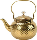 Hammered Tea Kettle, Stainless Steel Tea/Coffee Pot Loose Leaf Teapot for Tea, Milk, Coffee, 1.2L Teapot with Strainer Stovetop Tea Kettle, Outdoor Travel Supplies, Gift For Tea (Gold)