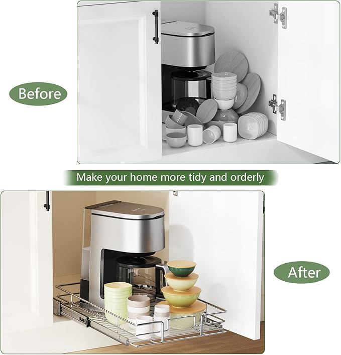 LOVMOR Pull Out Cabinet Organizer 28½" W x 21½" D, Kitchen Cabinet Pull Out Shelves Slide Out Storage