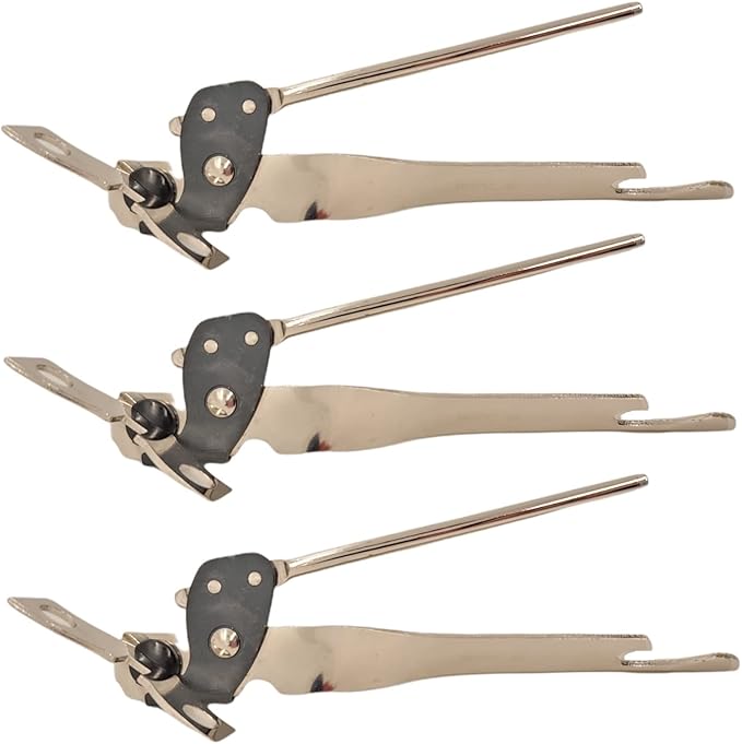 Handy Housewares Classic Compact Hand Held Metal Manual Can Opener with Built-In Bottle Top Remover (3)