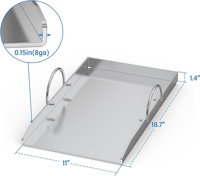 Stanbroil Stainless Steel Griddle Pan with Holder Replacement for Weber 8854 Weber Genesis II 400 Series Grills