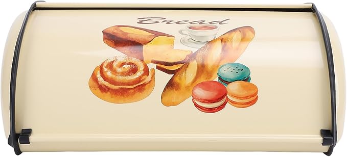 Bread Box,Roll Top Bread Box Vintage Bread Container for Kitchen Countertop Drum Type Metal Bread Storage Bin for Bread Cake Doughnut Biscuit Food Tableware (Type 2)