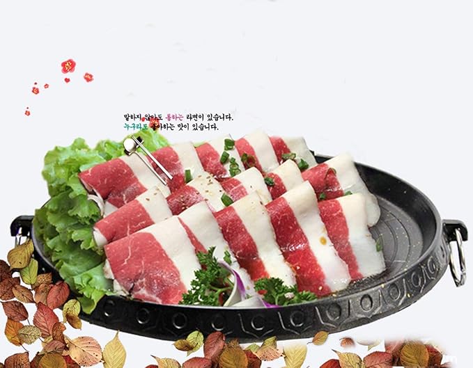 Korean Style BBQ Grill Pan with Maifan Coated Surface Non-stick Smokeless Barbecue Plate for Indoor Outdoor Grilling 32x32cm