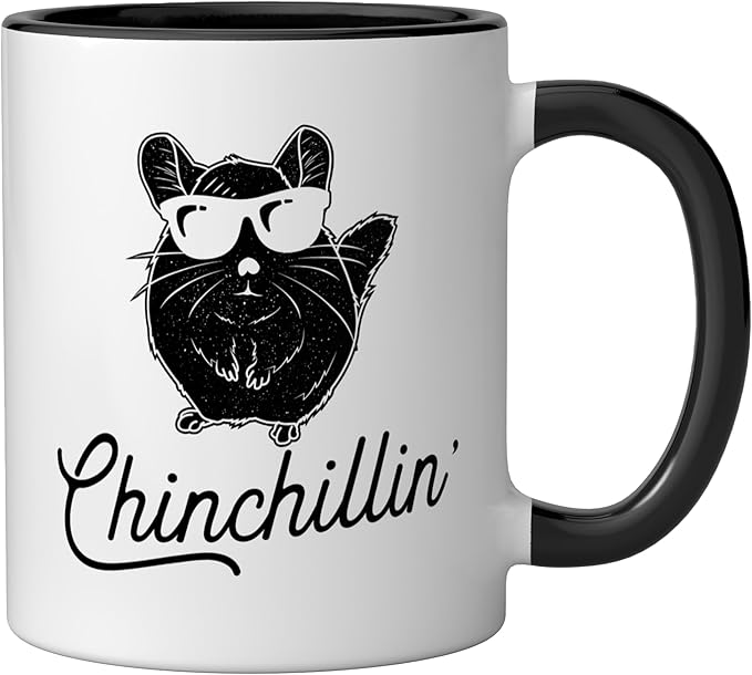Chinchillin' - Funny Chinchilla Lover Ceramic Mug, Black/White