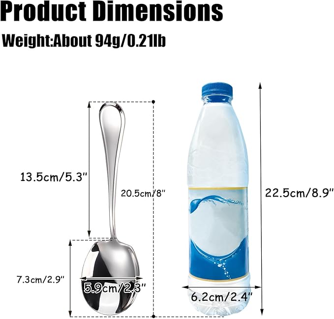Small Serving Spoon 18/10 Stainless Steel 8'' Buffet Spoon,Dishwasher Safe,Pack of 1