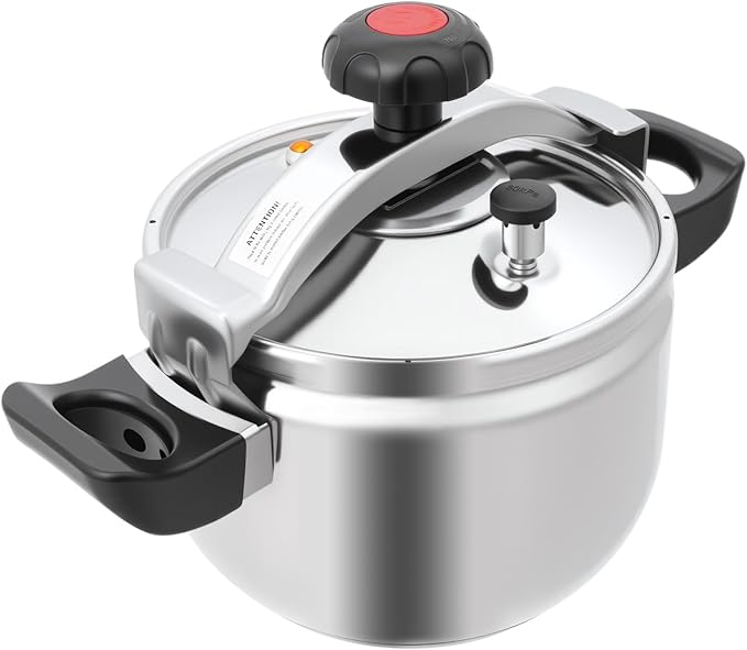 7L/7.4 Qt Pressure Cooker, 60Kpa High Pressure Stovetop Cooker with Double Handle, 201 Stainless Steel Pressure Canner for Stewing, Boiling & Steaming Meals