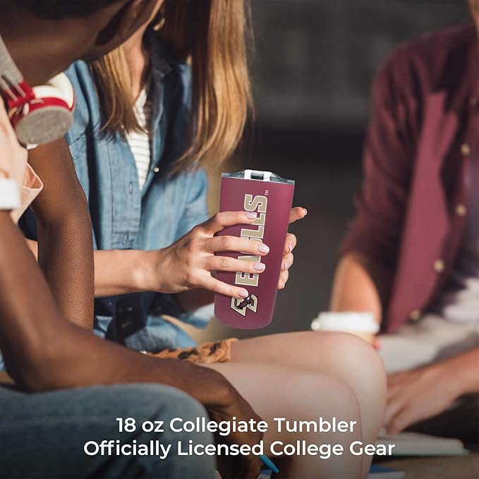 Campus Colors NCAA Stainless Steel Tumbler perfect for Gameday - 18 oz - Double Walled - Keeps Drinks Perfectly Insulated (Boston College Eagles - Maroon)