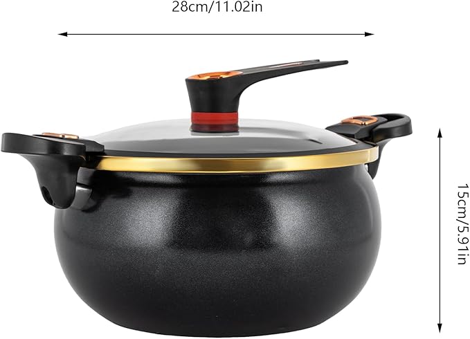 8L Micro Pressure Cooker, Non-Stick Pot Multi-Function Micro Pressure Cooking Pot for Induction Cookers, Gas Cookers, Electric Ceramic Stoves, Halogen Stoves (Black)