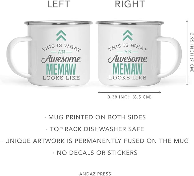 Andaz Press 11oz. Stainless Steel Campfire Coffee Mug Gift, This is What an Awesome Memaw Looks Like, 1-Pack, Birthday Gift Ideas Coworker Him Her, Includes Gift Box