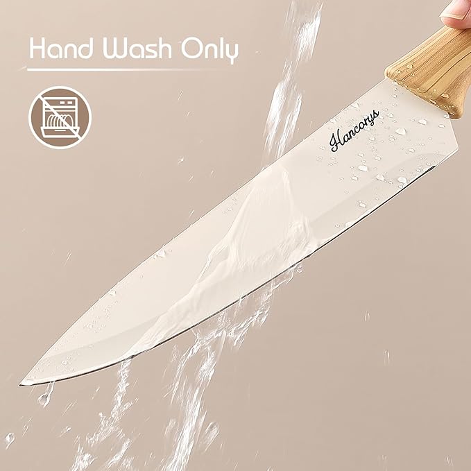 Knife set, 13 Pieces Kitchen Knives Set, Nonstick Ceramic Anti-Rust Coating and Blade Guard, Holiday Gifts for Kitchen, Camping Essentials