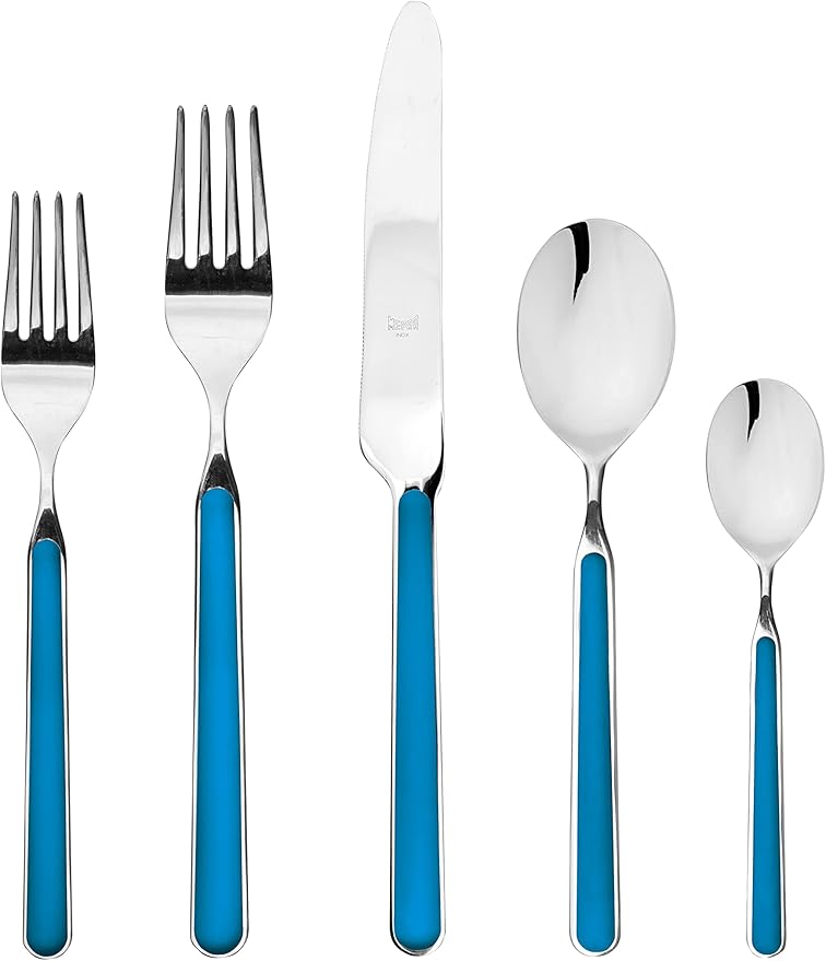 MEPRA Fantasia Flatware Set [5 Piece Set] Electric Blue, Dishwasher Safe Cutlery