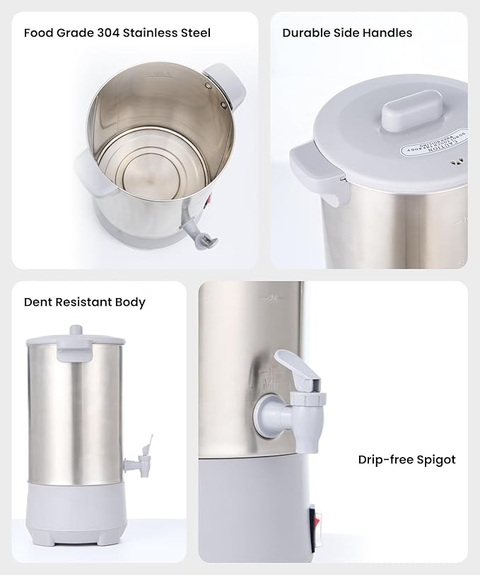 SYBO Commercial Grade Stainless Steel Percolate Coffee Maker Hot Water Urn for Catering, 30-Cup, 4.5L, Grey