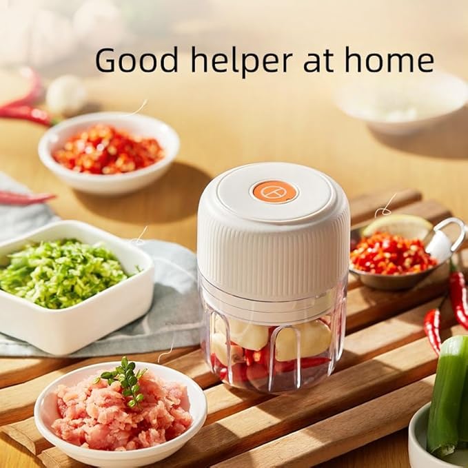ELECTRIC GARLIC MINCE, 250ML Food Chopper USB, Mini Vegetable Chopper, Garlic Mincer, Onion Chopper, Portable Small Food Processor (white)