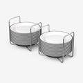 Adjustable Bamboo Dish Drying Rack - Stainless Steel 304 Dish Rack for Kitchen | Counter Home Essentials for Efficient Dish Organization and Drying（Black，2*Small）