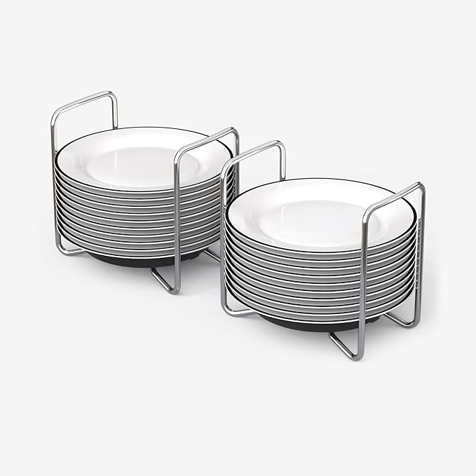 Adjustable Bamboo Dish Drying Rack - Stainless Steel 304 Dish Rack for Kitchen | Counter Home Essentials for Efficient Dish Organization and Drying（Black，2*Small）
