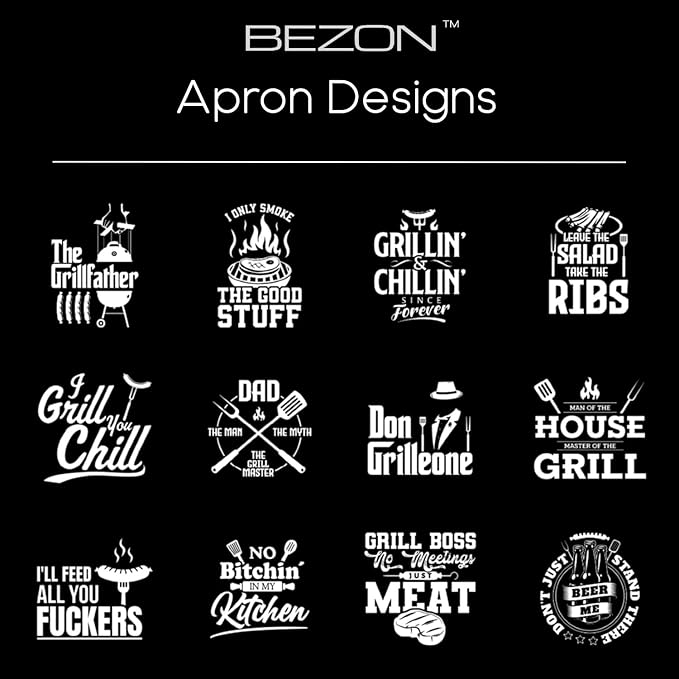 BEZON Funny Grill Apron for Men – Beer Can Gift Packaging – Hilarious BBQ Gift for Dad, Husband, or Friend – Heavy-Duty Water-Resistant Canvas – I’ll Feed All You F..ckers!