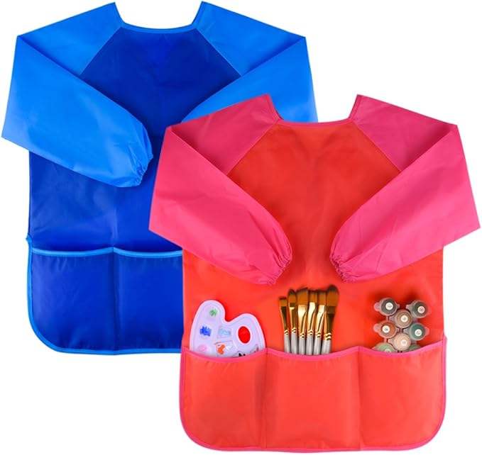 KUUQA Waterproof Children Art Smock Kids Art Aprons, Painting Supplies (Paints and brushes not included)