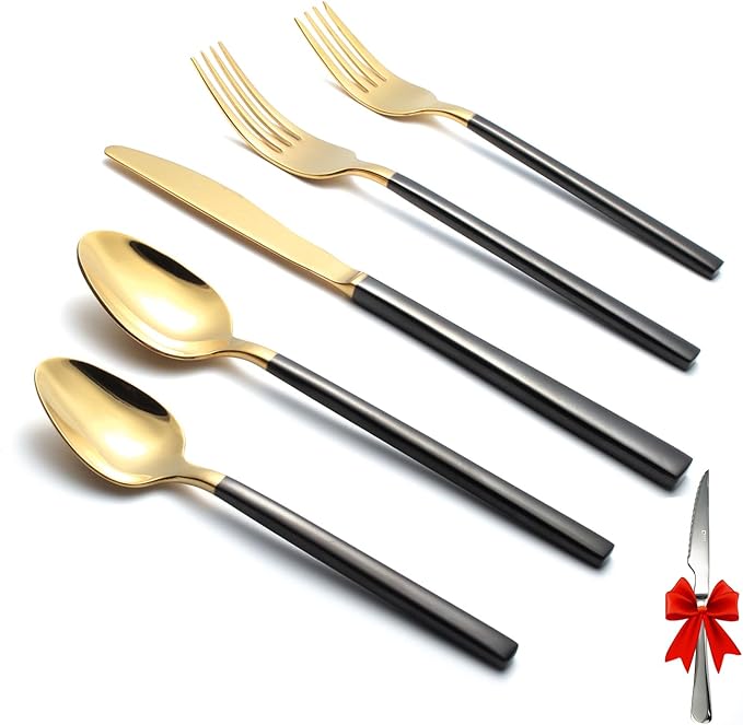 Silverware Set for 4,20 Pieces Forged Stainless Steel Flatware Set Cutlery Set,Heavy Duty and Modern Desgin,Fancy Tableware Cutlery Set for Home,Restaurant,Mirror Polished,Dishwasher Safe