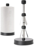 Dear Household Stainless Steel Paper Towel Holder Easy One-Handed Operation - This Sturdy Weighted Paper Towel Dispenser Countertop Model Has Suction Cups and Holds All Paper Towel Rolls - Black