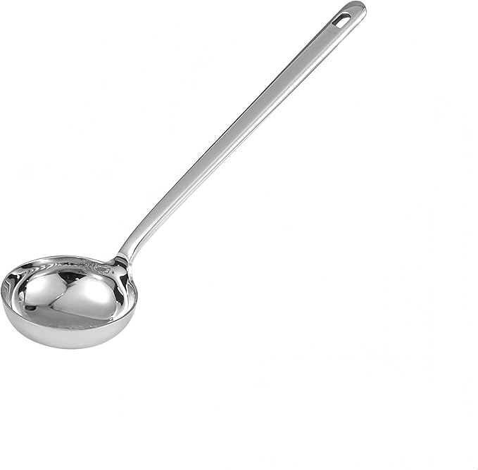 Flat Bottom Ladle,10'' Sauce Ladle,Thick Heavy 18/10 Stainless Steel,Dishwasher Safe (1Pack)