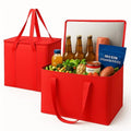 2Pk Insulated Reusable Grocery Bags, Collapsible Cooler Bag for Groceries, Heavy Duty Large Insulated Bag (Large, Bright Red)