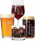 Blue Ridge Mountain Gifts - Milwaukee Souvenir - Wisconsin Glassware Gift, Etched City Map, Laser Engraved and Dishwasher Safe