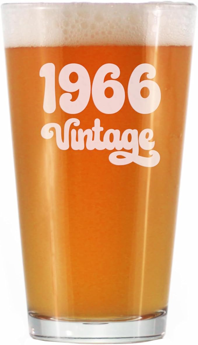 Vintage 1966 Pint Glass for Beer - 59th Birthday Gifts for Men or Women Turning 59 - Fun Bday Party Decor - 16 oz