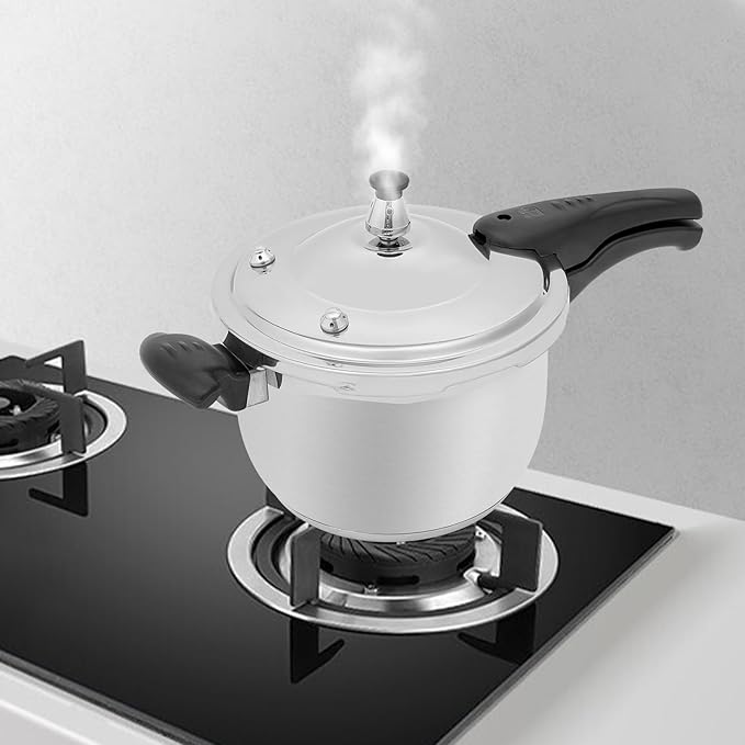 5 L/5.28 Qt Pressure Cooker,80Kpa High Pressure Stovetop Cooker with 3-Layer Composite Bottom, 304 Stainless Steel Pressure Canner with Double Valves for Commercial & Home Use