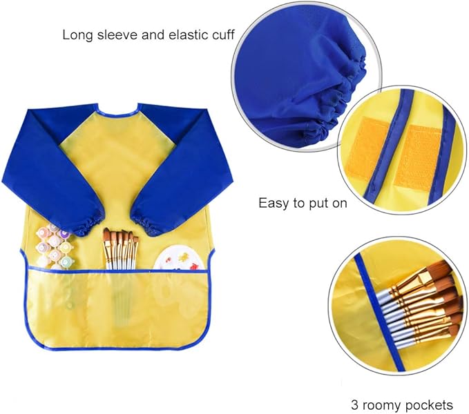 KUUQA Waterproof Children Art Smock Kids Art Aprons, Painting Supplies (Paints and brushes not included)