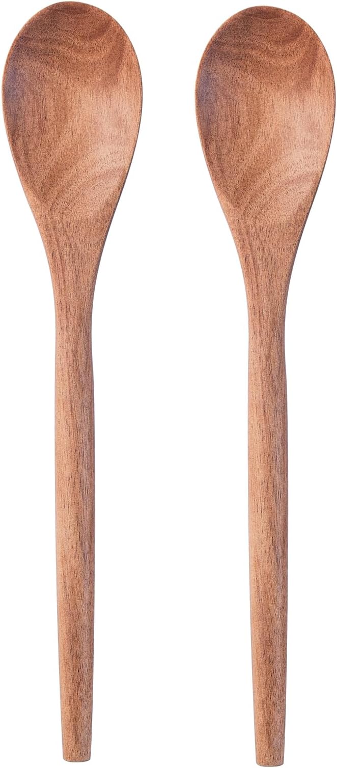 Wooden Spoons For Cooking 2PCS Wooden Cooking Spoons Acacia Wood Spoon Cooking 12″ Smooth Spoon Finish Comfortable Grip Wood Spoons Cooking Small Style Non-Stick Cooking Kitchen Utensil Set