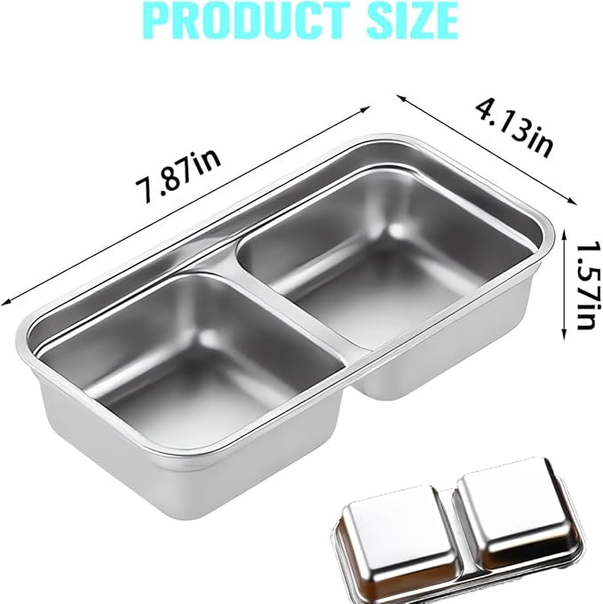 2Pcs Snack Pack Containers with Lids, Total 4 Compartment Snack Containers, Reusable Snack Containers for Adults, Stainless Steel Containers for Nuts, Fruits