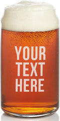 Gifts Inscribed Personalized Beer Can Glass 16 oz – Engraved Pint Glass Custom Text – Unique Gift for Men, Dad, Groomsmen, Weddings, Birthdays, Father’s Day